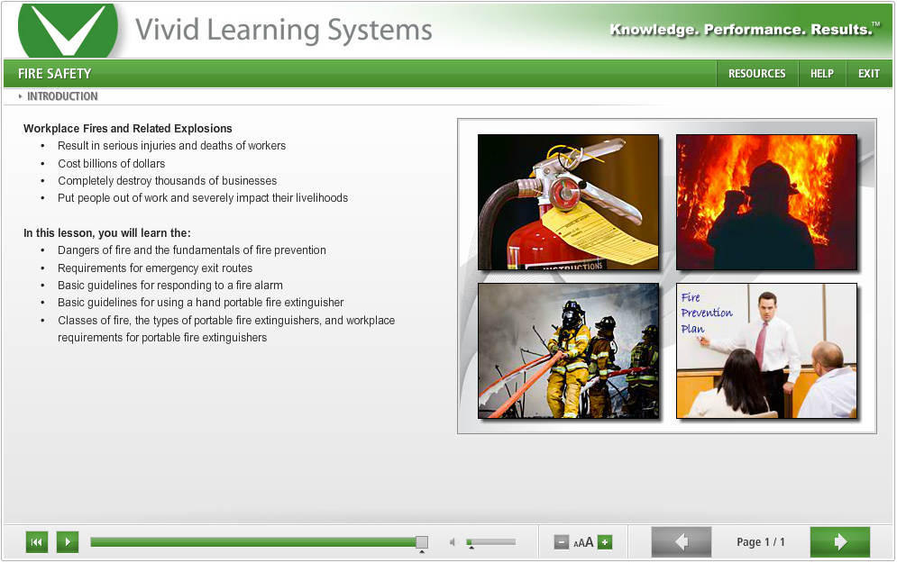 OSHA Fire Safety Training Course by Vivid Learning Systems OpenSesame